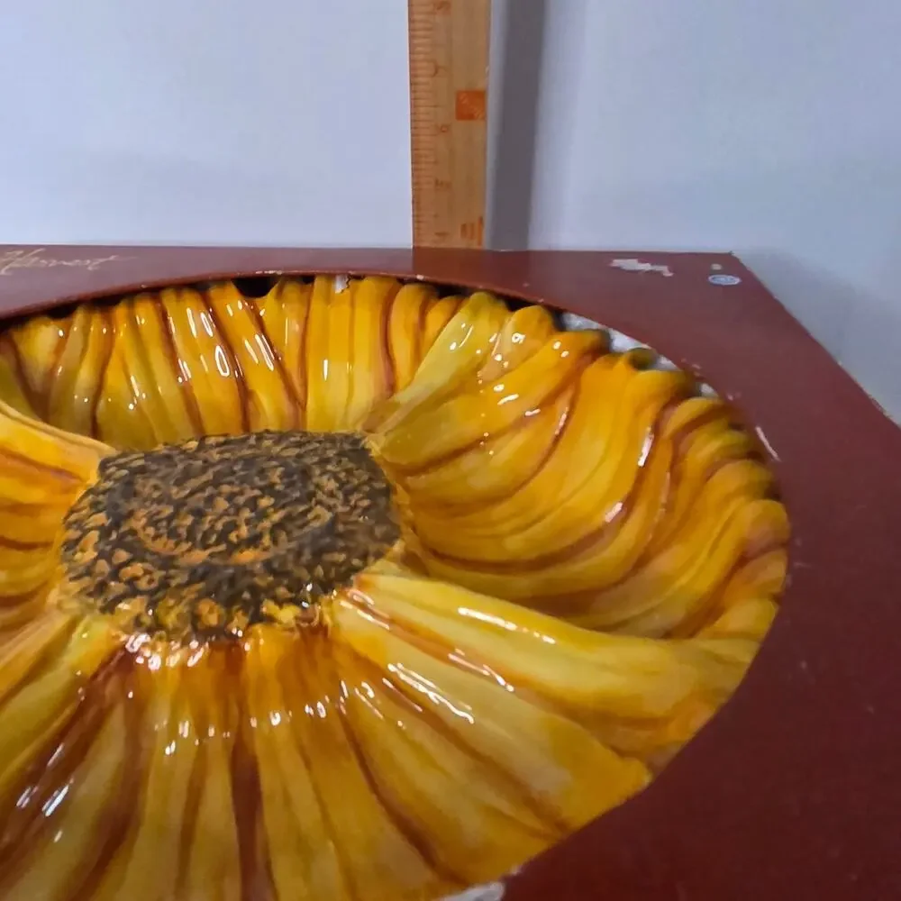 Harvest Sunflower 4-Section Ceramic Divided Serving Dish 15in Original Box